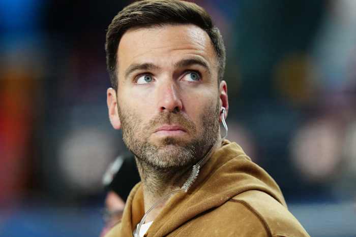 Nov 26, 2023; Denver, Colorado, USA; Cleveland Browns quarterback Joe Flacco (15) on the sidelines during the second half against the Denver Broncos at Empower Field at Mile High.
